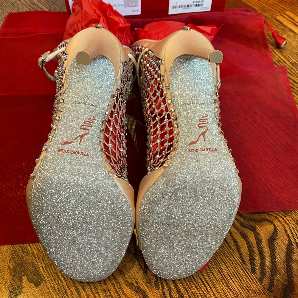 *SOLD* Rene Caovilla Galaxia Satin Crystal Sandals - Picture 11 of 17